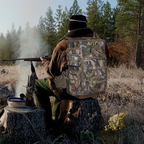 Hunting Backpack with Waterproof Rain Cover, 35L Hunting Backpacks for Men, Durable Large Capacity Hunting Day Pack with Rifle Bow Holder in Kuwait