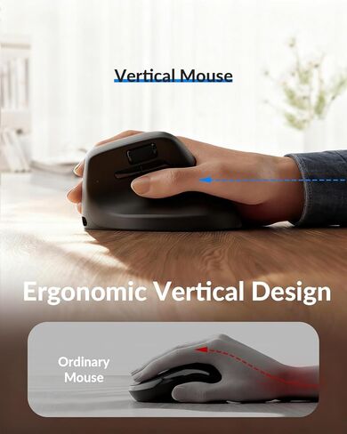 ماوس Keychron M5 8K عمودي مريح لاسلكي، 2.4 جيجا هرتز/بلوتوث 5.3/ماوس كمبيوتر سلكي قابل لإعادة الشحن، 5 مستويات تصل إلى 30 ألف نقطة لكل بوصة مع أزرار قابلة للبرمجة لأجهزة الكمبيوتر المحمول macOS/Windows - أسود in Kuwait