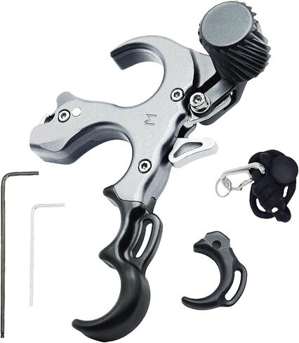 Bow Release for Compound Bow, Archery Release Trigger with Wrist Straps and Adjustment Wrench, Aluminum Alloy Compound Bow, 3/4 Finger Thumb Release Hold up to 200lbs in Saudi Arabia