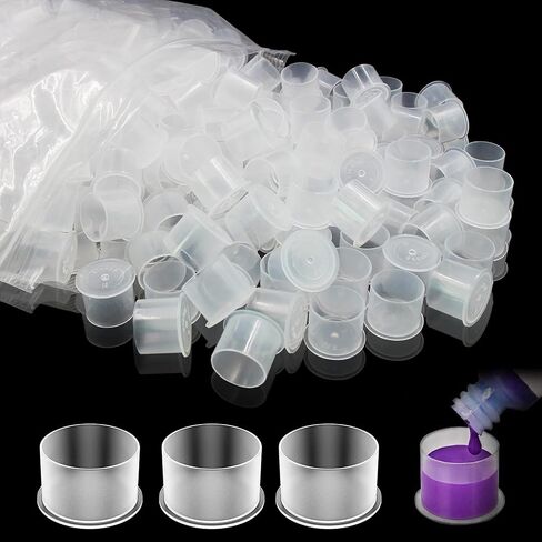 500pcs Small Ink Caps Disposable Tattoo Ink Cups with Base Clear Plastic Pigment Caps Cups Permanent Makeup Container Cups for Tattoo Ink and Pigment in Saudi Arabia
