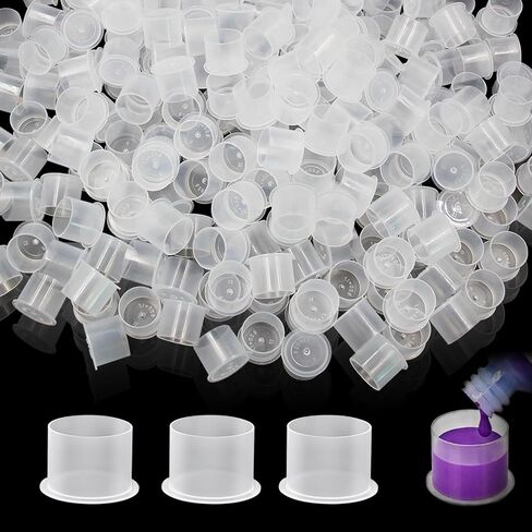 500pcs Small Ink Caps Disposable Tattoo Ink Cups with Base Clear Plastic Pigment Caps Cups Permanent Makeup Container Cups for Tattoo Ink and Pigment in Saudi Arabia