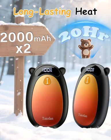 Electric Hand Warmers Rechargeable, Cute Bear Design, LED Display, 4 Settings, Fast Heating Portable Pocket Heater Magnetic Handwarmers 2 Pack for Hunting Essentials Camping Gift for Men Women in Saudi Arabia