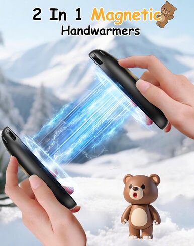 Electric Hand Warmers Rechargeable, Cute Bear Design, LED Display, 4 Settings, Fast Heating Portable Pocket Heater Magnetic Handwarmers 2 Pack for Hunting Essentials Camping Gift for Men Women in Saudi Arabia