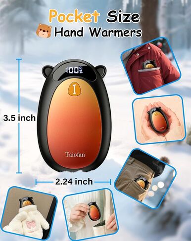 Electric Hand Warmers Rechargeable, Cute Bear Design, LED Display, 4 Settings, Fast Heating Portable Pocket Heater Magnetic Handwarmers 2 Pack for Hunting Essentials Camping Gift for Men Women in Saudi Arabia