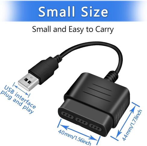 وحدة تحكم PS2 إلى محول وحدة تحكم USB، كابل محول متوافق مع PS1 PS2 Dual Shock 2 Joypad Gamepad إلى PS3 PC Game in Kuwait