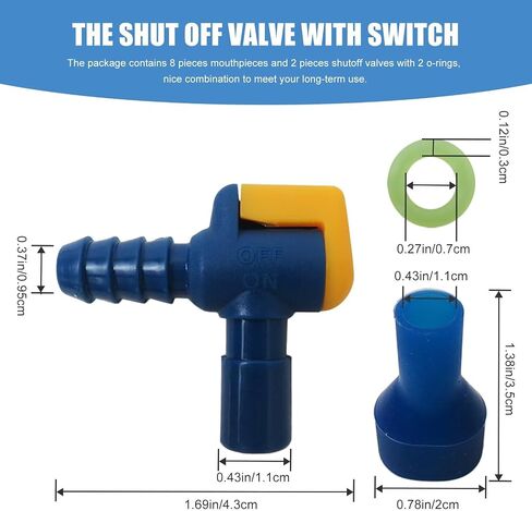 Homesweet 8-Pack Bite Valve Replacement Mouthpieces for Camelbak and Most Brands, with 2 Shutoff Valve and Tube O-Ring for Hydration Bladder and Backpack Water Reservoir in Saudi Arabia