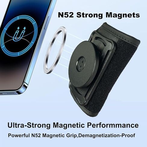 حامل هاتف خلوي مغناطيسي لحزام حقيبة الظهر - حامل مشبك لحزام كتف الهاتف مع حبل محمي للهاتف مناسب للتنزه سيرًا على الأقدام/تسلق الجبال/التسلق/صيد الأسماك، متوافق مع معظم الهواتف الذكية in Kuwait