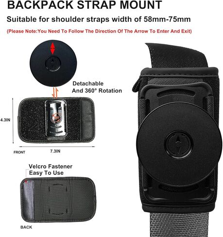 حامل هاتف خلوي مغناطيسي لحزام حقيبة الظهر - حامل مشبك لحزام كتف الهاتف مع حبل محمي للهاتف مناسب للتنزه سيرًا على الأقدام/تسلق الجبال/التسلق/صيد الأسماك، متوافق مع معظم الهواتف الذكية in Kuwait