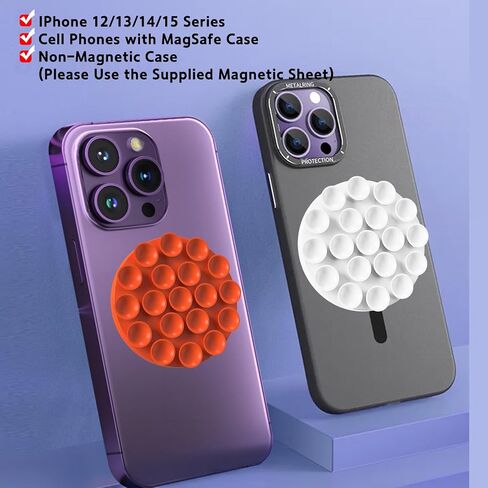 Magnetic Cell Phone Holder with Magnetic Patch,Compatible with iPhone MagSafe Case Series,Used for Mirror,Bathing, Selfies, Videos, and More in Saudi Arabia