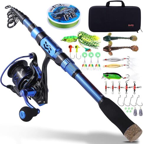 Sougayilang Fishing Rod and Reel Set Carbon Fiber Telescopic Fishing Rod 12+1BB Spinning Reel with Carry Case for Saltwater Freshwater in Saudi Arabia