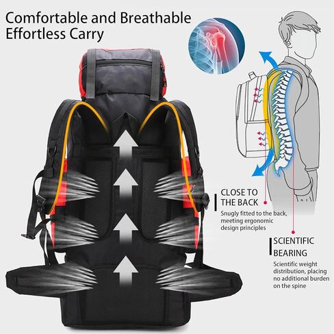 Lawaia 90L Hiking Backpacks Camping Waterproof Backpacking Travel Bag Trekking Back Pack Large Capacity Internal Frame Outdoor Daypacks Rucking Backpack Climbing Ruck Sack for Men Women-Dark Blue in Kuwait