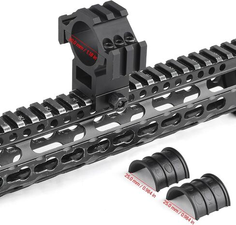 حامل حلقات نطاق عالي المستوى، حامل نطاق أسود لنطاقات أنبوب الجسم 30 مم و25 مم، مناسب لسكة Picatinny/Weaver مقاس 20 مم (عبوة من قطعتين) in Kuwait