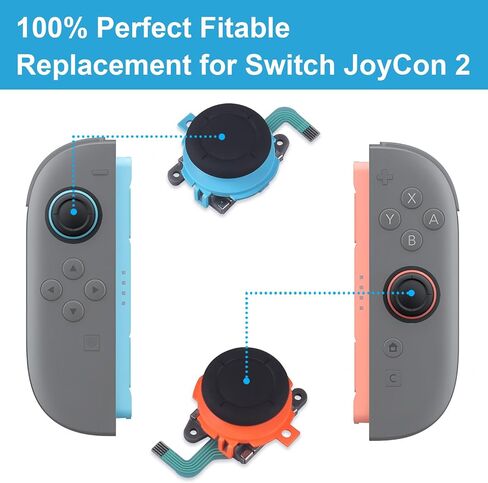 عصي التحكم البديلة المتوافقة مع وحدة تحكم Nintendo Switch 2 Joycon (2025)، طقم إصلاح Drift Fix، مفك براغي، ملحقات أدوات فك، عصا الإبهام التناظرية (يمين + يسار) in Saudi Arabia