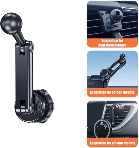 1pc Universal Aluminum Car Phone Mount Extension Arm - Adjustable 17mm Ball Holder for Vehicle Dash, Windshield & Accessories (Black) in Saudi Arabia