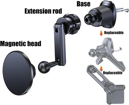 1pc Universal Aluminum Car Phone Mount Extension Arm - Adjustable 17mm Ball Holder for Vehicle Dash, Windshield & Accessories (Black) in Saudi Arabia