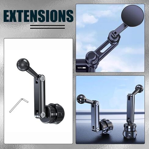 1pc Universal Aluminum Car Phone Mount Extension Arm - Adjustable 17mm Ball Holder for Vehicle Dash, Windshield & Accessories (Black) in Saudi Arabia