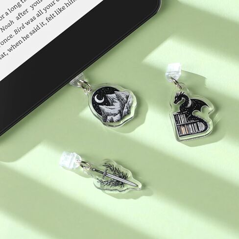 Dust Plug Charms for Kindle - 3 Pack Fantasy Gothic Aesthetics Charging Port Cover for E-Readers Book Lovers in Saudi Arabia