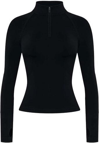 AUROLA Influence Workout Jacket for Women, Half Zip Cropped Slim Fit Long Sleeve Yoga Jackets Athletic Top with Thumb Holes in Saudi Arabia
