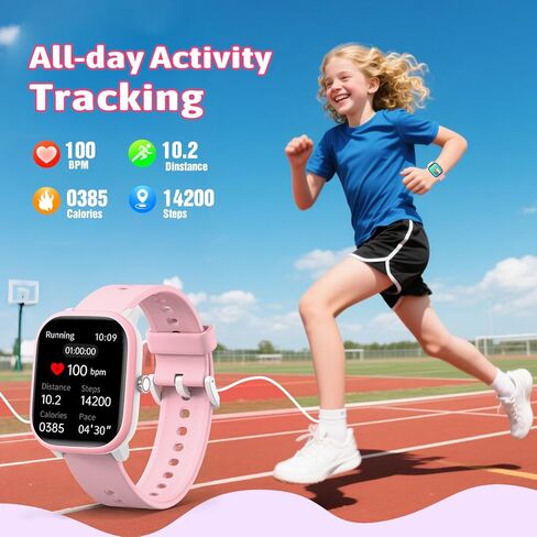 ساعة ذكية للأطفال والبنات والأولاد لا تحتاج إلى تطبيق/هاتف، 1.8 بوصة IP68 مقاومة للماء رياضية للأطفال، عداد الخطى، معدل ضربات القلب، مراقب النوم، عداد الخطوات، 12 لعبة ألغاز للفتيات والأولاد والمراهقين 6-16 in Kuwait