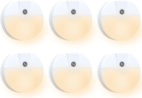 أضواء ليلية LED فائقة الإضاءة يتم توصيلها بالحائط - مستشعر ذكي للغاية من الغسق إلى الفجر، تشغيل وإيقاف آلي، يستخدم للمطبخ، الحمام، تحسين المنزل، غرفة النوم (6 عبوات) in Kuwait