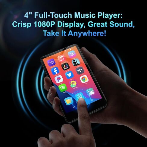 مشغل MP3 سعة 144 جيجابايت مع بلوتوث وواي فاي، مشغل موسيقى MP3 وMP4 بشاشة لمس كاملة 4 بوصة عالية الدقة مع سبوتيفي، ليبي، موسيقى أمازون، يوتيوب، تيكتوك، كتاب إلكتروني، مشغل MP4 للأطفال حتى 512 جيجا in Kuwait