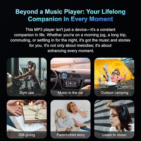 مشغل MP3 سعة 144 جيجابايت مع بلوتوث وواي فاي، مشغل موسيقى MP3 وMP4 بشاشة لمس كاملة 4 بوصة عالية الدقة مع سبوتيفي، ليبي، موسيقى أمازون، يوتيوب، تيكتوك، كتاب إلكتروني، مشغل MP4 للأطفال حتى 512 جيجا in Kuwait