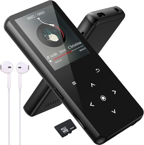 مشغل MP3 سعة 32 جيجابايت مزود بتقنية Bluetooth 5.0، ومشغل موسيقى مع مكبر صوت عالي الدقة مدمج للأطفال، ومسجل صوت راديو MP3 FM، وكتاب إلكتروني بصوت HiFi للرياضة (تشمل سماعات الأذن) in Kuwait
