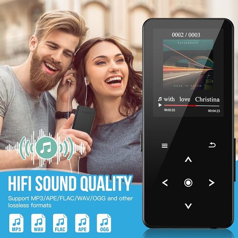 مشغل MP3 سعة 32 جيجابايت مزود بتقنية Bluetooth 5.0، ومشغل موسيقى مع مكبر صوت عالي الدقة مدمج للأطفال، ومسجل صوت راديو MP3 FM، وكتاب إلكتروني بصوت HiFi للرياضة (تشمل سماعات الأذن) in Kuwait
