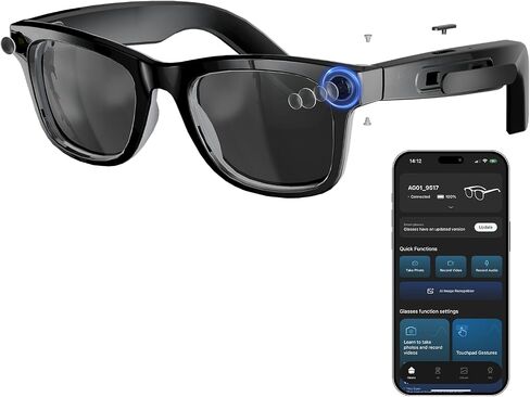 AI Smart Glasses with 8MP HD Camera, 1080P Video Recording, Real-Time Translation, Voice Assistant, Open-Ear Hi-Fi Audio for Travel & Meetings in Saudi Arabia