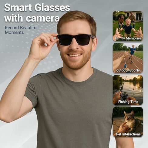 AI Smart Glasses with 8MP HD Camera, 1080P Video Recording, Real-Time Translation, Voice Assistant, Open-Ear Hi-Fi Audio for Travel & Meetings in Saudi Arabia