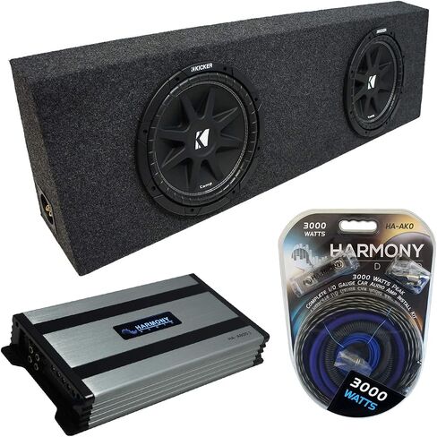 Harmony Audio Universal Standard Standard Cab Truck Kicker Bundle Comp C12 Dual 12 "Sub Box Enclosure & Harmony HA-A800.1 Amp in Saudi Arabia