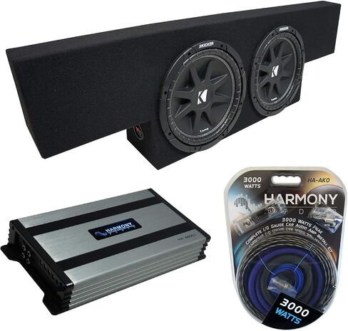 Harmony Audio Compatible with 01-06 Chevy Silverado Non-HD Crew Truck Kicker Bundle Comp C12 Dual 12" Sub Box Enclosure & Harmony HA-A800.1 Amp in Saudi Arabia