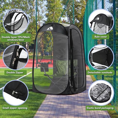 Sports Pod, Kilindeer Pop Up Weather Tent for 1 Person – Portable All-Weather Shelter with Clear TPU Panels, Instant Setup for Outdoor Events, Camping, Hiking, Wind & Rain Protection in Saudi Arabia