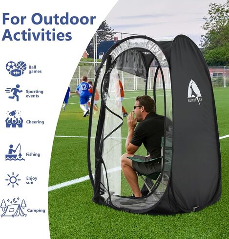 Sports Pod, Kilindeer Pop Up Weather Tent for 1 Person – Portable All-Weather Shelter with Clear TPU Panels, Instant Setup for Outdoor Events, Camping, Hiking, Wind & Rain Protection in Saudi Arabia