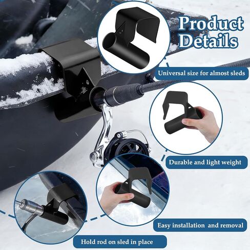 Ice Fishing Sled Rod Holder Ice House Sled Rod Holder Buckets Storage Rack Hands-Free Plastic Ice Fishing Pole Holders Gear Accessories for Outdoor Ice Sled Men Birthday Gift Black in Saudi Arabia