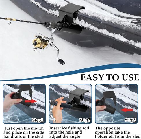Ice Fishing Sled Rod Holder Ice House Sled Rod Holder Buckets Storage Rack Hands-Free Plastic Ice Fishing Pole Holders Gear Accessories for Outdoor Ice Sled Men Birthday Gift Black in Saudi Arabia