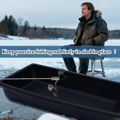 Ice Fishing Sled Rod Holder Ice House Sled Rod Holder Buckets Storage Rack Hands-Free Plastic Ice Fishing Pole Holders Gear Accessories for Outdoor Ice Sled Men Birthday Gift Black in Saudi Arabia