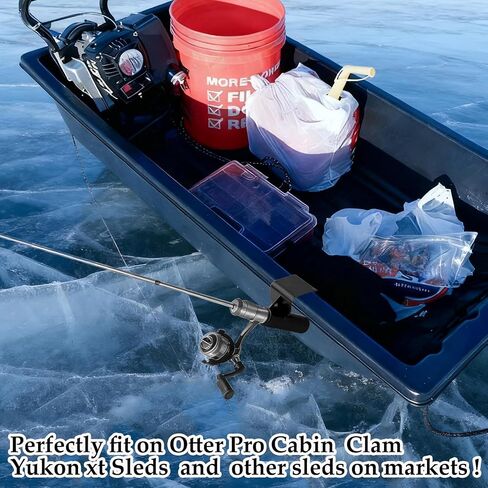 Ice Fishing Sled Rod Holder Ice House Sled Rod Holder Buckets Storage Rack Hands-Free Plastic Ice Fishing Pole Holders Gear Accessories for Outdoor Ice Sled Men Birthday Gift Black in Saudi Arabia