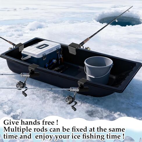 Ice Fishing Sled Rod Holder Ice House Sled Rod Holder Buckets Storage Rack Hands-Free Plastic Ice Fishing Pole Holders Gear Accessories for Outdoor Ice Sled Men Birthday Gift Black in Saudi Arabia