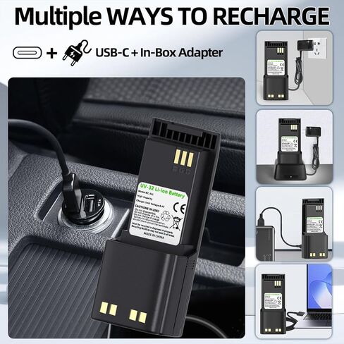 BAOFENG UV-32 Radio Battery 3800mAh Extended High-Capacity Rechargeable Battery with USB-C Charging Cable Compatible DM-32 UV32 Walkie Talkie Battery Accessories,1Pack in Saudi Arabia
