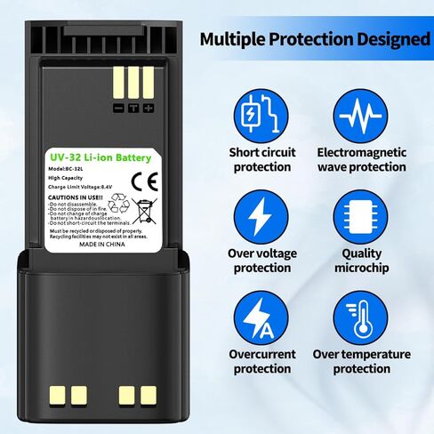 BAOFENG UV-32 Radio Battery 3800mAh Extended High-Capacity Rechargeable Battery with USB-C Charging Cable Compatible DM-32 UV32 Walkie Talkie Battery Accessories,1Pack in Saudi Arabia