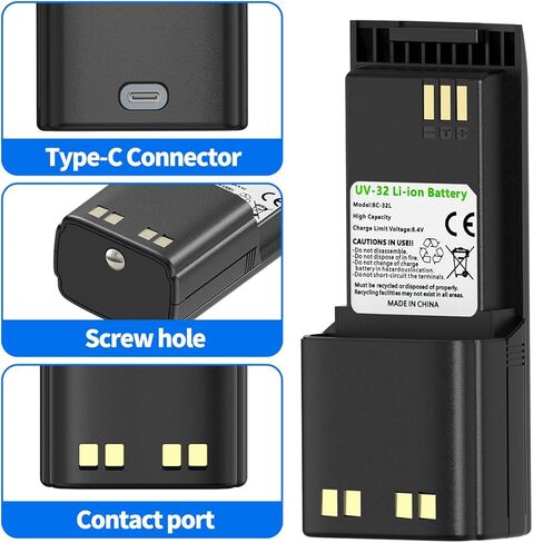 BAOFENG UV-32 Radio Battery 3800mAh Extended High-Capacity Rechargeable Battery with USB-C Charging Cable Compatible DM-32 UV32 Walkie Talkie Battery Accessories,1Pack in Saudi Arabia