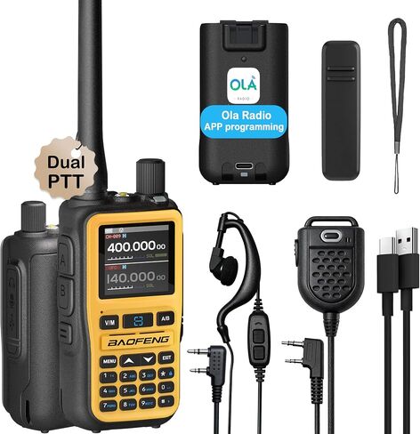 Baofeng UV-5R Mini Radio Ham Radio Long Range Handheld Two Way Radio Dual PTT APP Programming NOAA Weather Receiver Longe Range Copy Frequency 999CH with Type-C Charging Survival Radio（Green） in Saudi Arabia