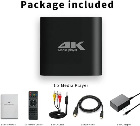 4K Media Player for USB Drive & MicroSD, Ultra HD Digital Signage Player with HDMI/AV Output, H.265 H.264 MKV MP4 Video, MP3 Music, JPG Photo, Auto Play & Resume, Loop Playback in Saudi Arabia