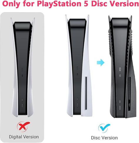 لوحة أمامية لإصدار قرص PS5 مع فتحة تهوية للتبريد، لوحة غطاء لوحدة التحكم PS5، حافظة حماية بديلة ABS مقاومة للصدمات والخدوش والغبار لوحدة تحكم PS5 (أسود) in Kuwait