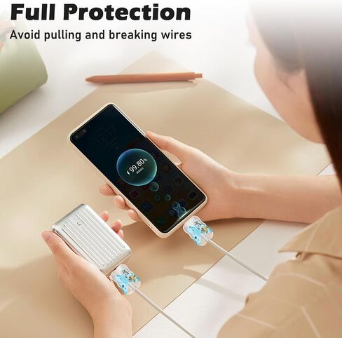 CameCosy Glitter Cable Protector for iPhone Adapter Wave Edge Cute Butterfly Pattern, Clear Data Line Cable Wire Saver Luxury Cord Charging Protector for iPhone 11 12 13 14 15 Pro Max- Purple Pink in Saudi Arabia