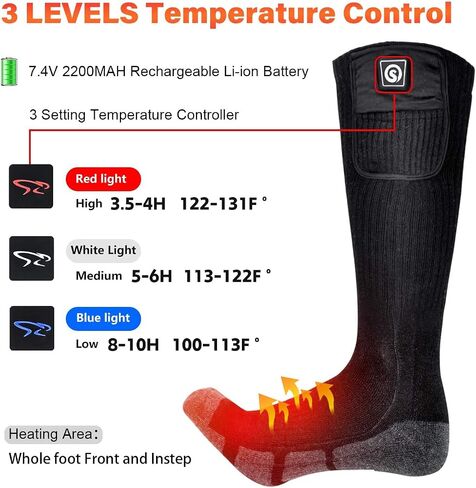 SNOW DEER Upgraded Rechargeable Electric Heated Socks，Ultimate Foot Warmer for Men & Women, Perfect for Skiing, Camping, Hiking, Motorcycling, &Outdoor Riding in Winter in Kuwait