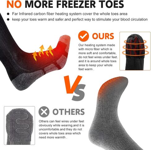 SNOW DEER Upgraded Rechargeable Electric Heated Socks，Ultimate Foot Warmer for Men & Women, Perfect for Skiing, Camping, Hiking, Motorcycling, &Outdoor Riding in Winter in Kuwait