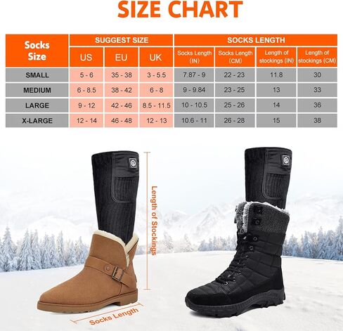 SNOW DEER Upgraded Rechargeable Electric Heated Socks，Ultimate Foot Warmer for Men & Women, Perfect for Skiing, Camping, Hiking, Motorcycling, &Outdoor Riding in Winter in Kuwait