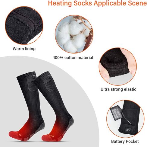 SNOW DEER Upgraded Rechargeable Electric Heated Socks，Ultimate Foot Warmer for Men & Women, Perfect for Skiing, Camping, Hiking, Motorcycling, &Outdoor Riding in Winter in Kuwait